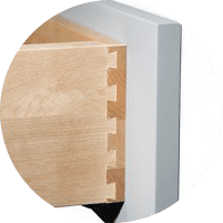 Close-up of a dovetail drawer joint