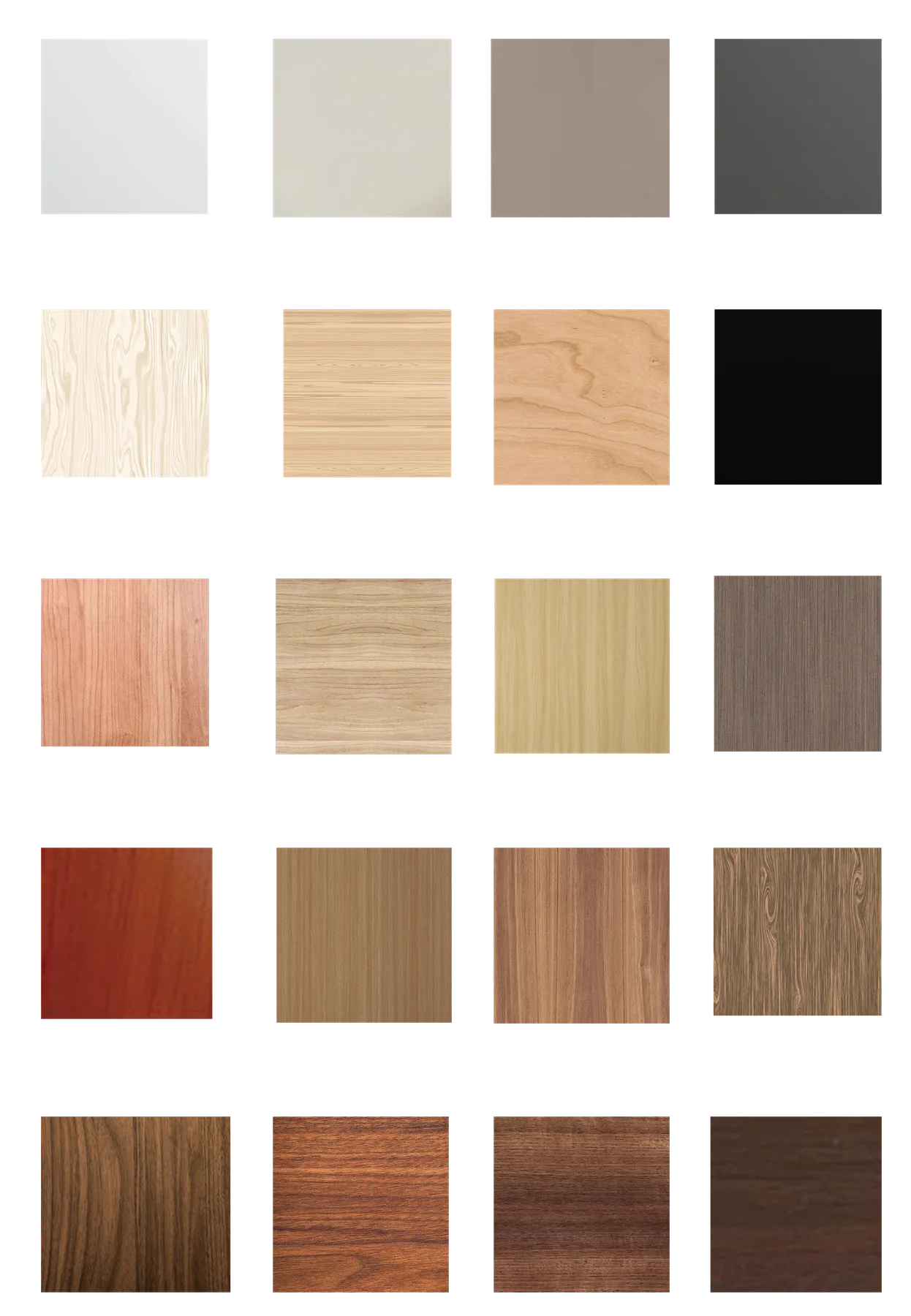 Melamine finish swatches