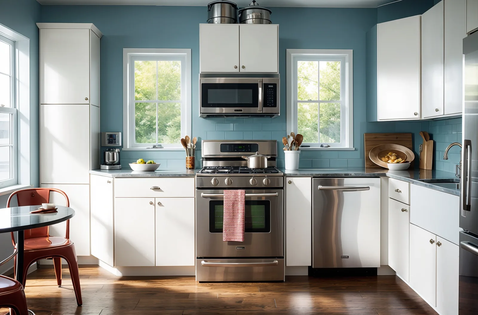 Kitchen with white cabinets